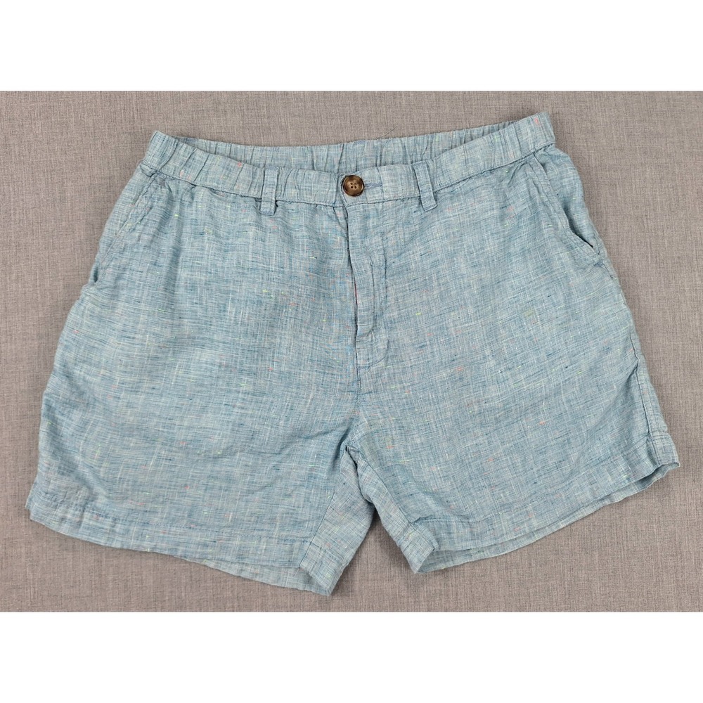 Chubbies Kids Large Blue Linen Blend Shorts Neon Fleck Elastic Back